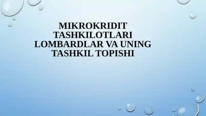 Mikrokredit Tashkilotlarini Tashkilitish