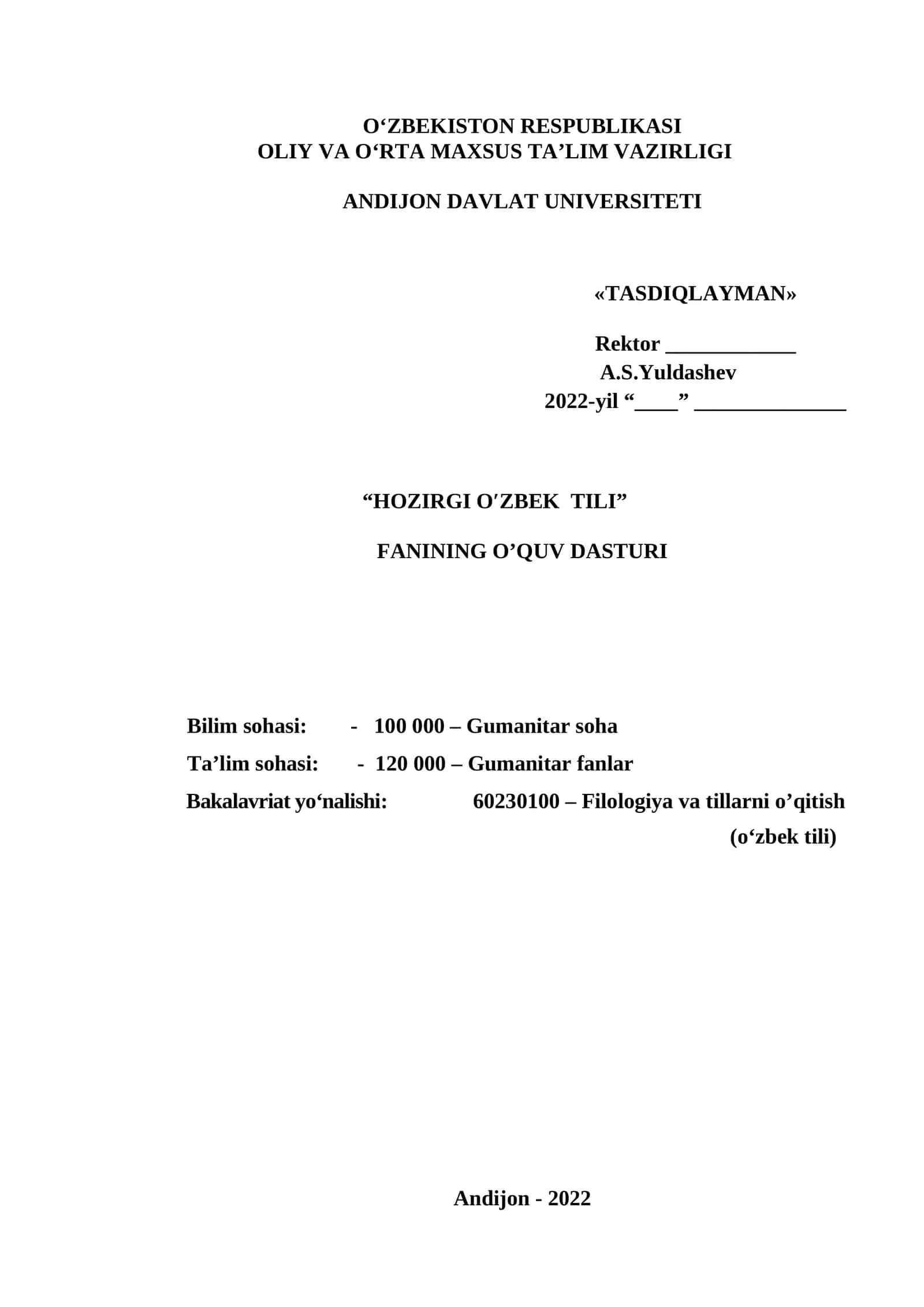 HOZIRGI O‘ZBEK TILI 1