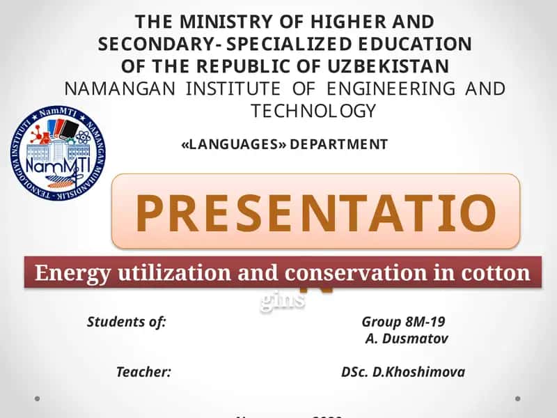 Energy utilization and conservation in cotton gins 1
