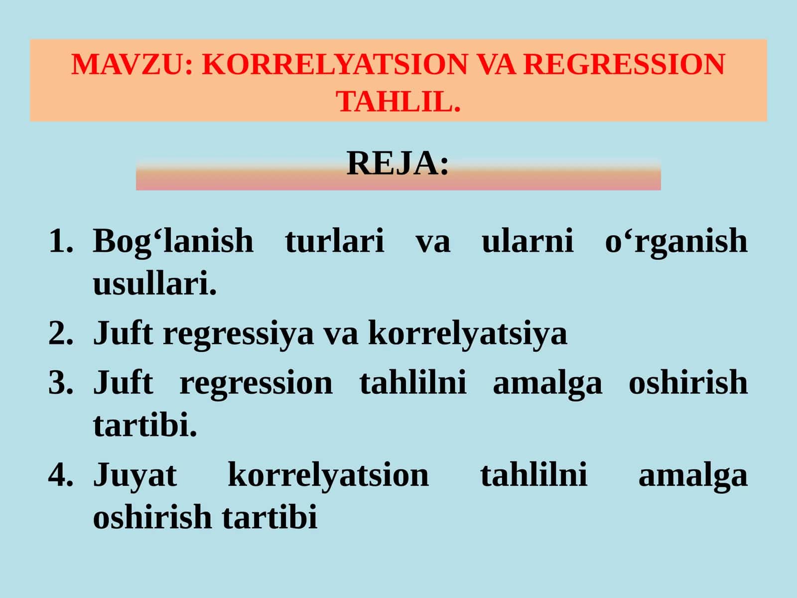 KORRELYATSION VA REGRESSION TAHLIL 1