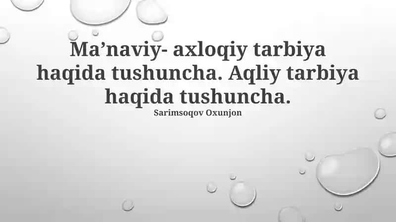 Ma'naviy-axloqiy tarbiya haqida tushunchasi