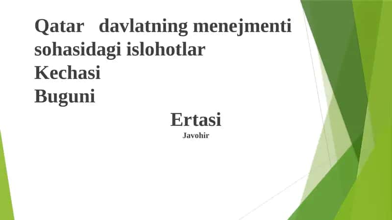 Qatar davlatning menejmenti sohasidagi islohotlar 1