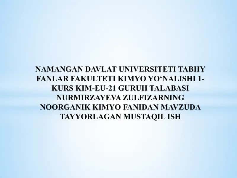 NITRID GIDROZIN GIDROKSILAMIN AZIT KISLOTASI 1