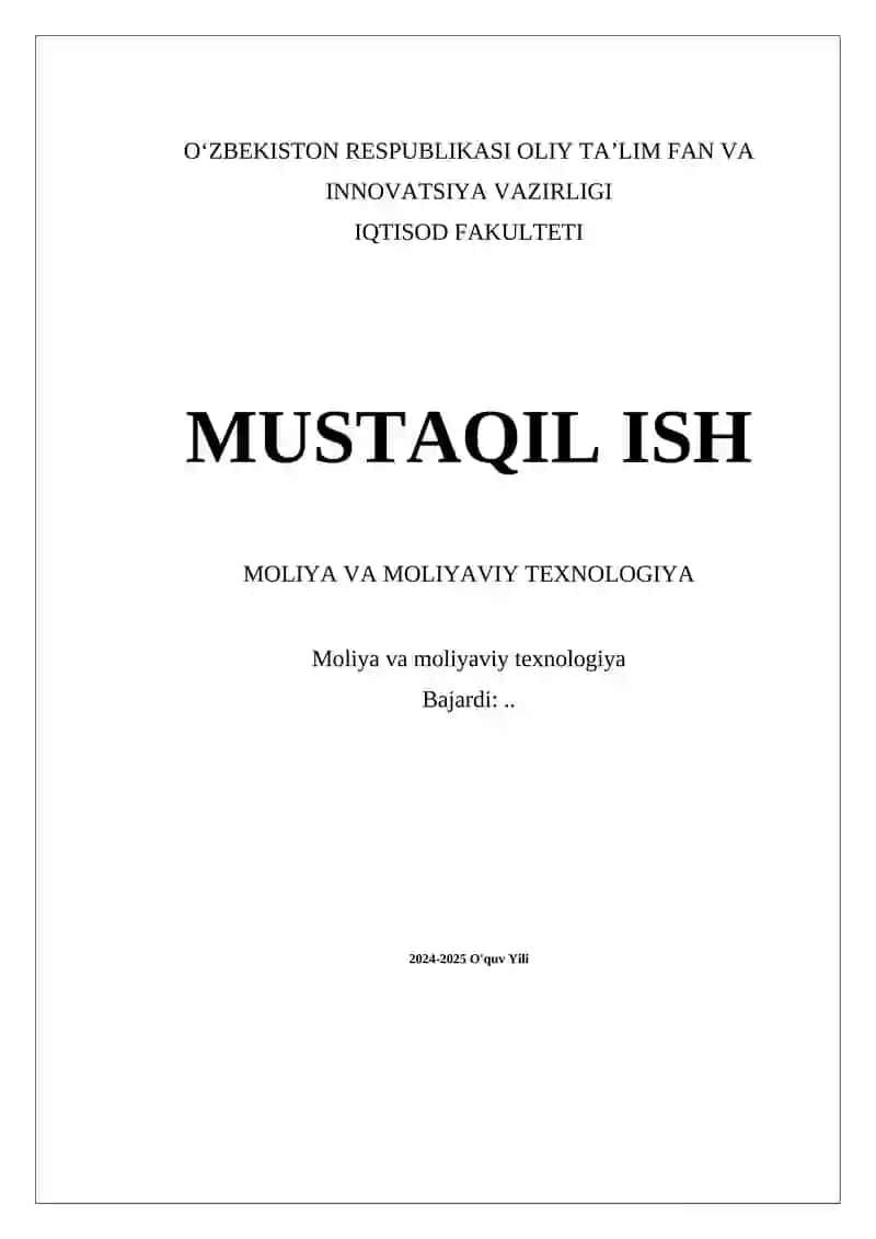 Moliya va moliyaviy texnologiya