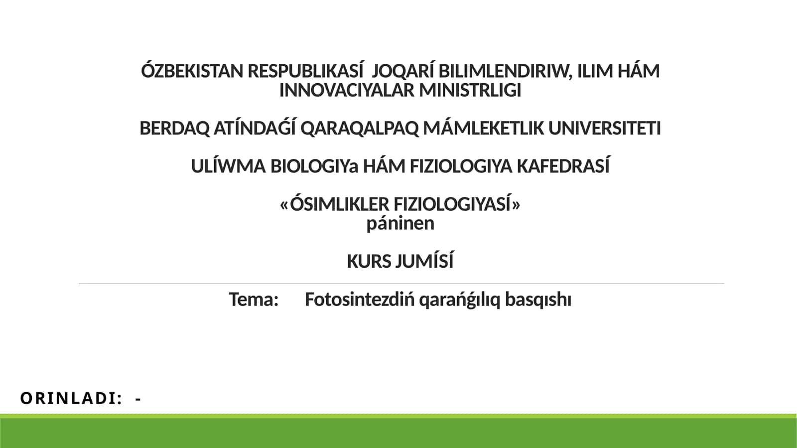Fotosintezdiń qarańǵılıq basqıshı 1