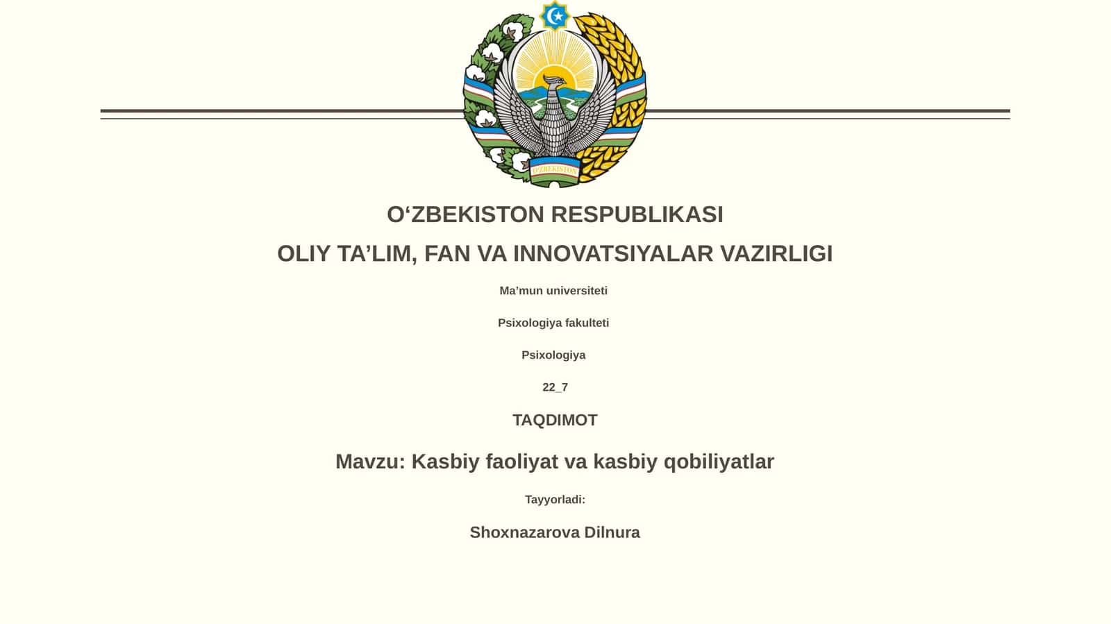 Kasbiy faoliyat va kasbiy qobiliyatlar 1