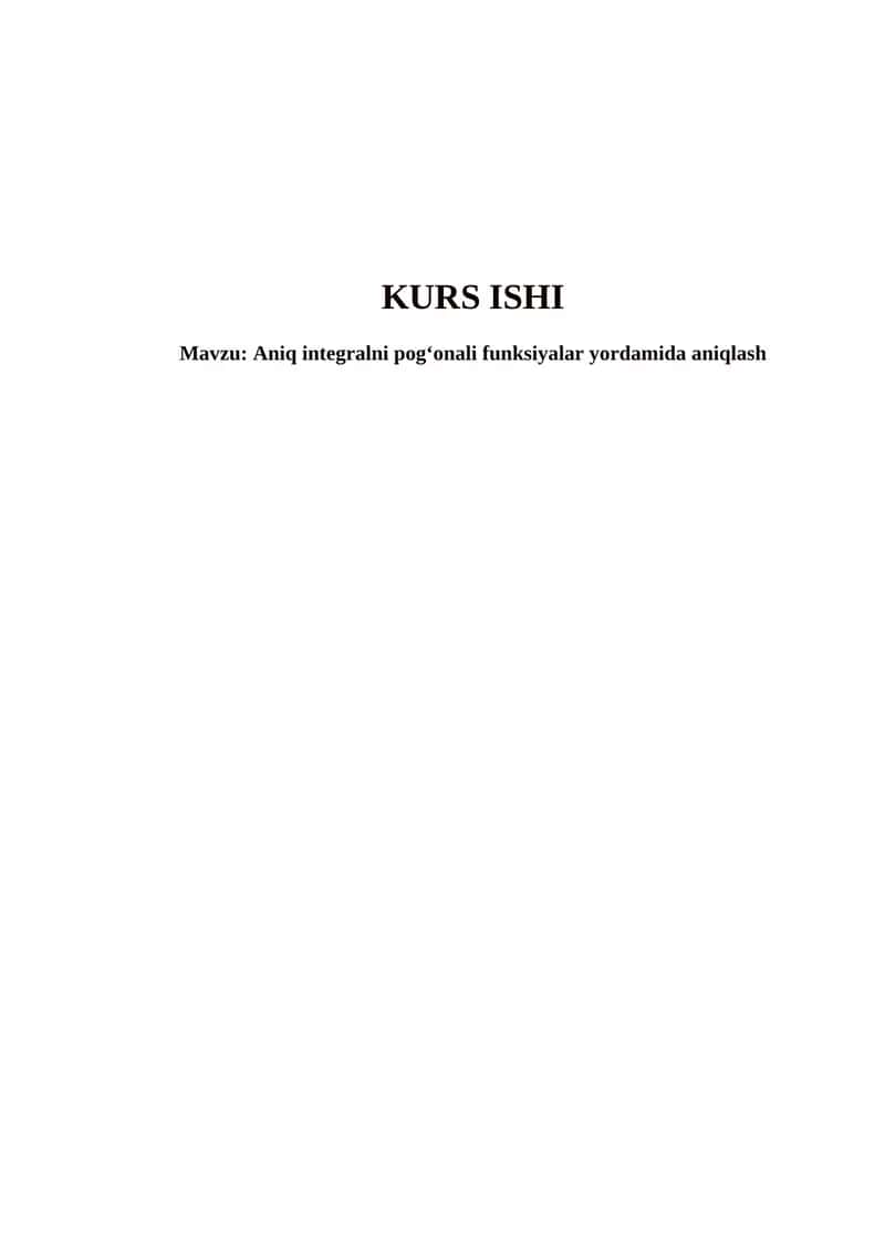 Aniq integralni pog‘onali funksiyalar yordamida aniqlash 1