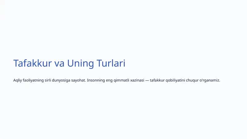 Tafakkur va Uning Turlari 1