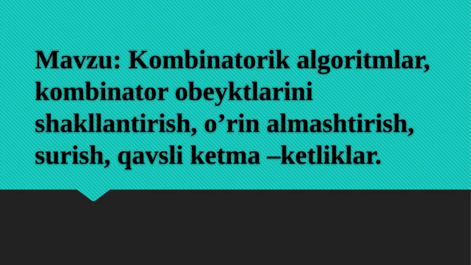Kombinatorik algoritmlar 1