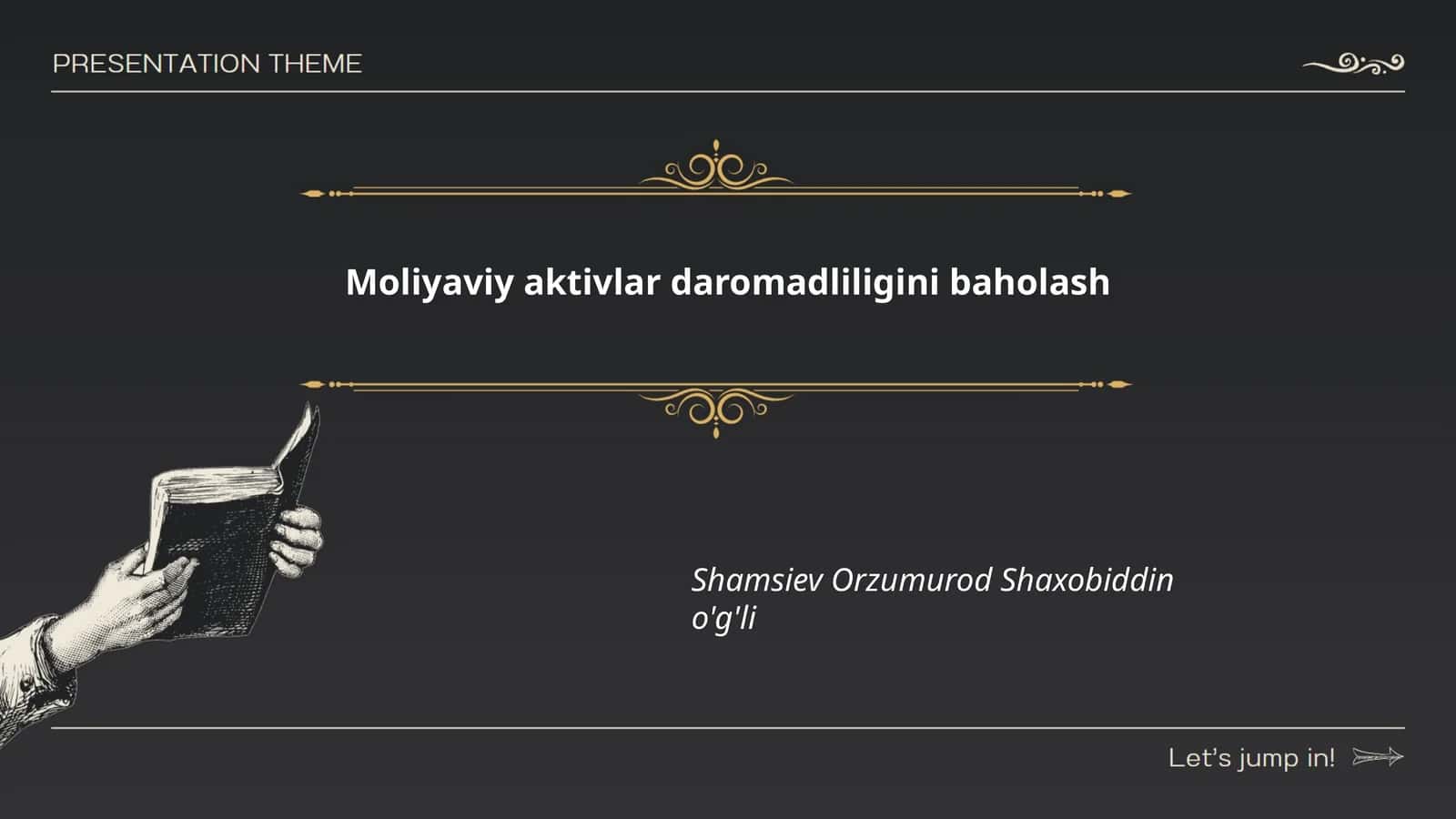 Moliyaviy aktivlar daromadliligini baholash 1