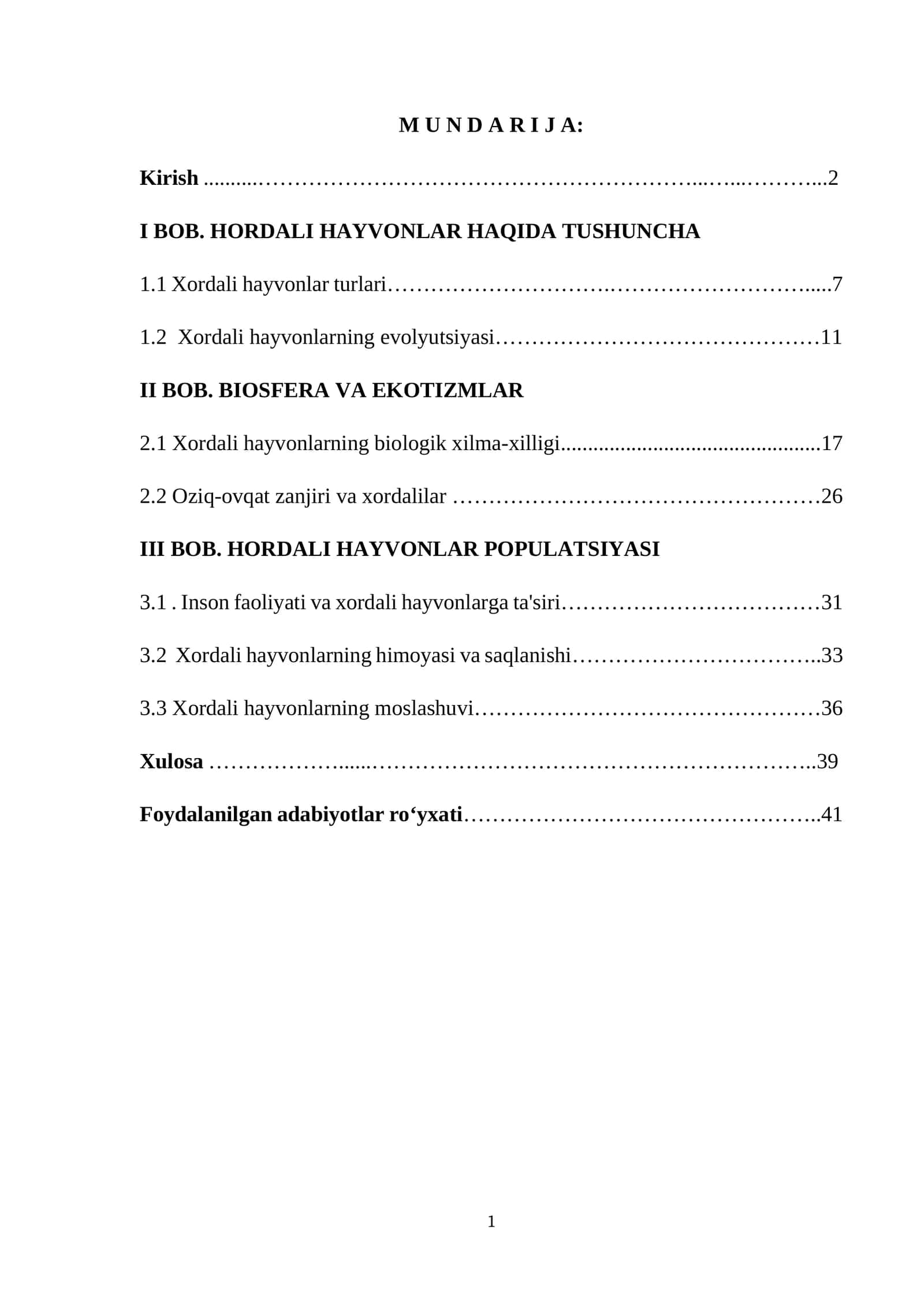 Xordali hayvonlar haqida tushuncha 1