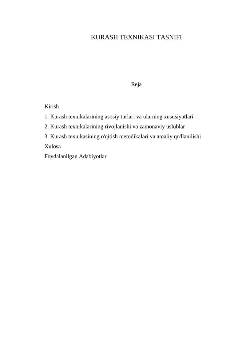 KURASH TEXNIKASI TASNIFI 1