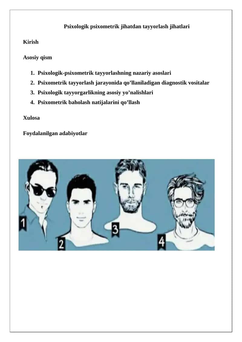 Psixologik psixometrik tayyorlash jihatlari 1