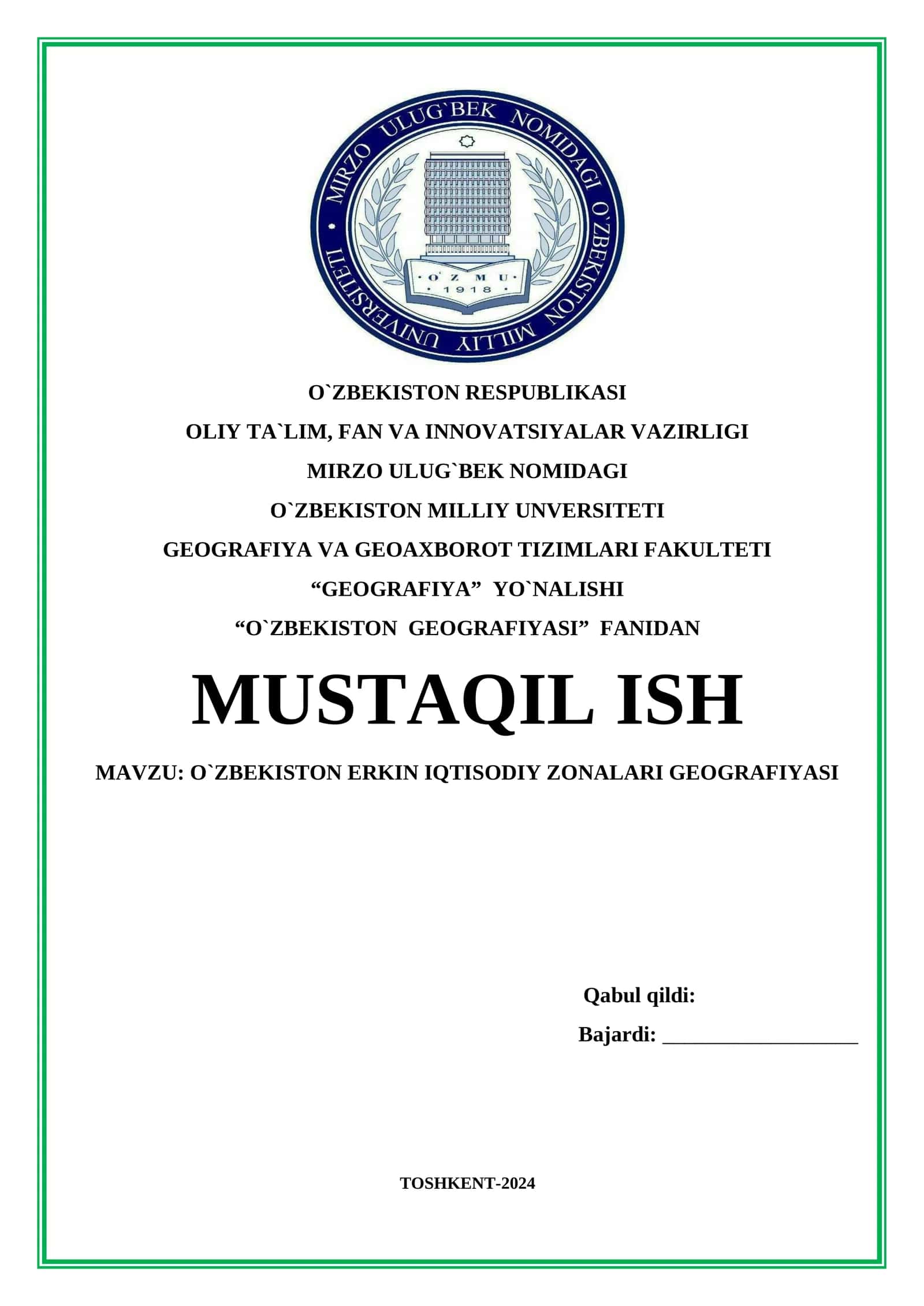 O‘zbekiston Erkin Iqtisodiy Zonalarini O‘rganish 1