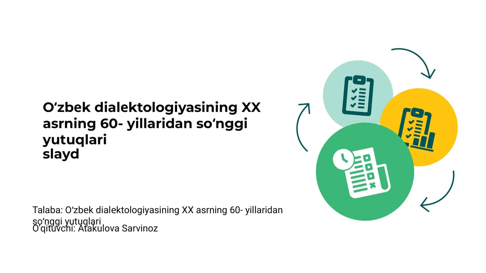 O‘zbеk dialеktologiyasining XX asrning 60- yillaridan so‘nggi yutuqlari 1