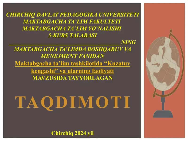 Maktabgacha Ta'limda Boshqaruv va Menejment 1