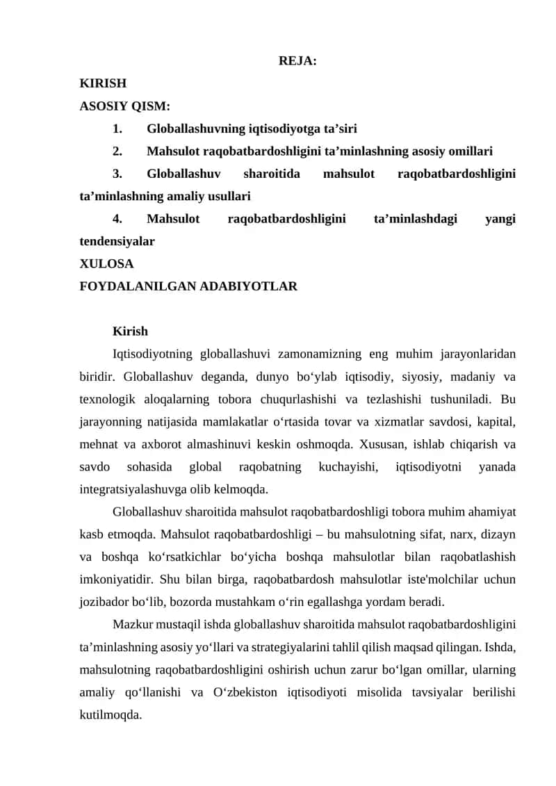 Globallashuvning iqtisodiyotga ta’siri 1