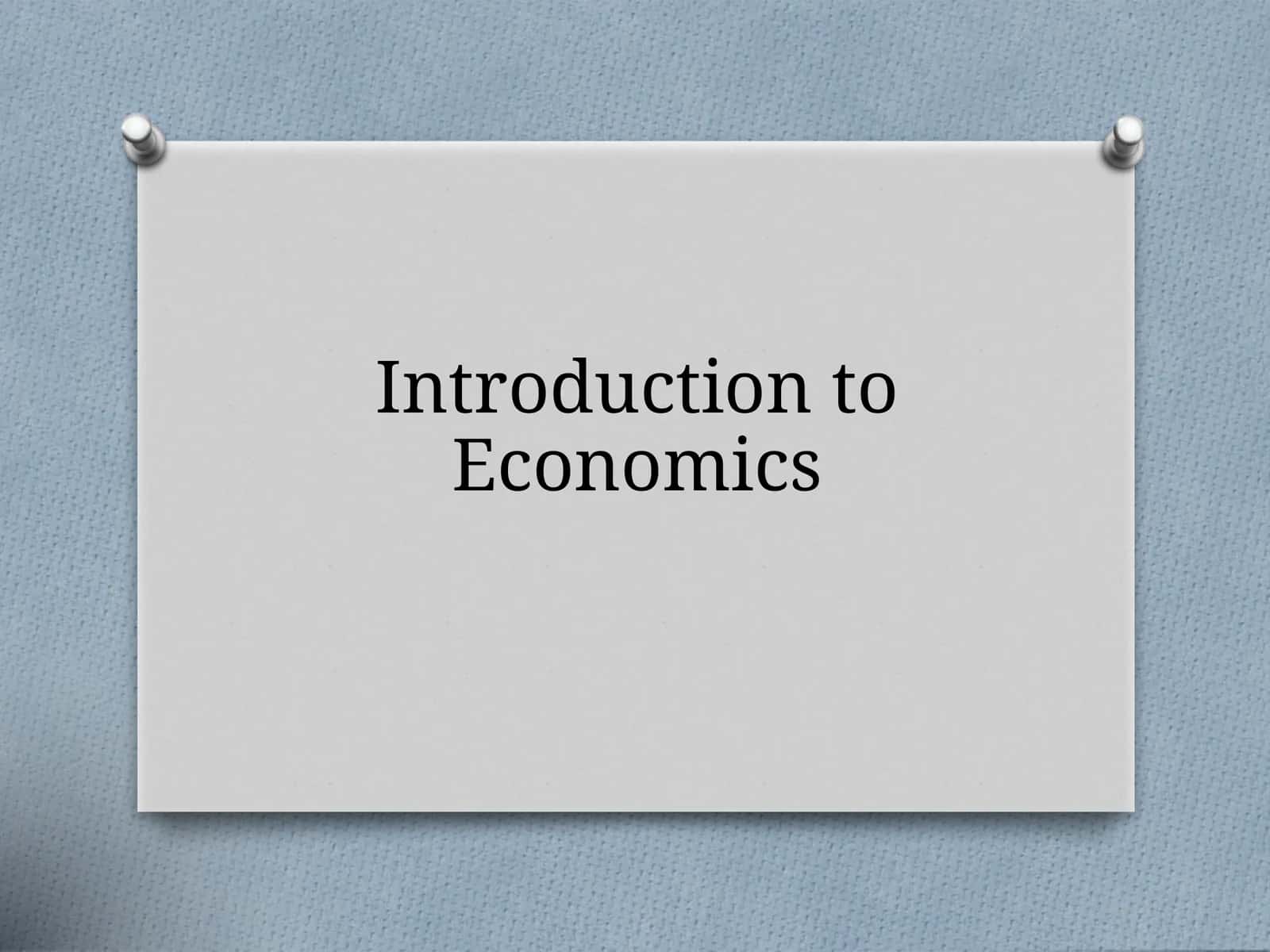 Introduction to Economics 1
