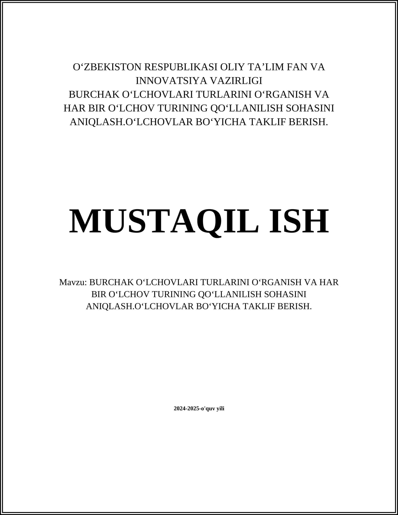 Burchak oʻlchovlari turlarini oʻrganish 1