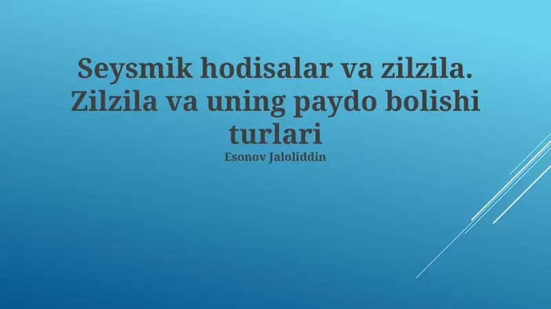 Yer silkinishlari va zilzilalar 1