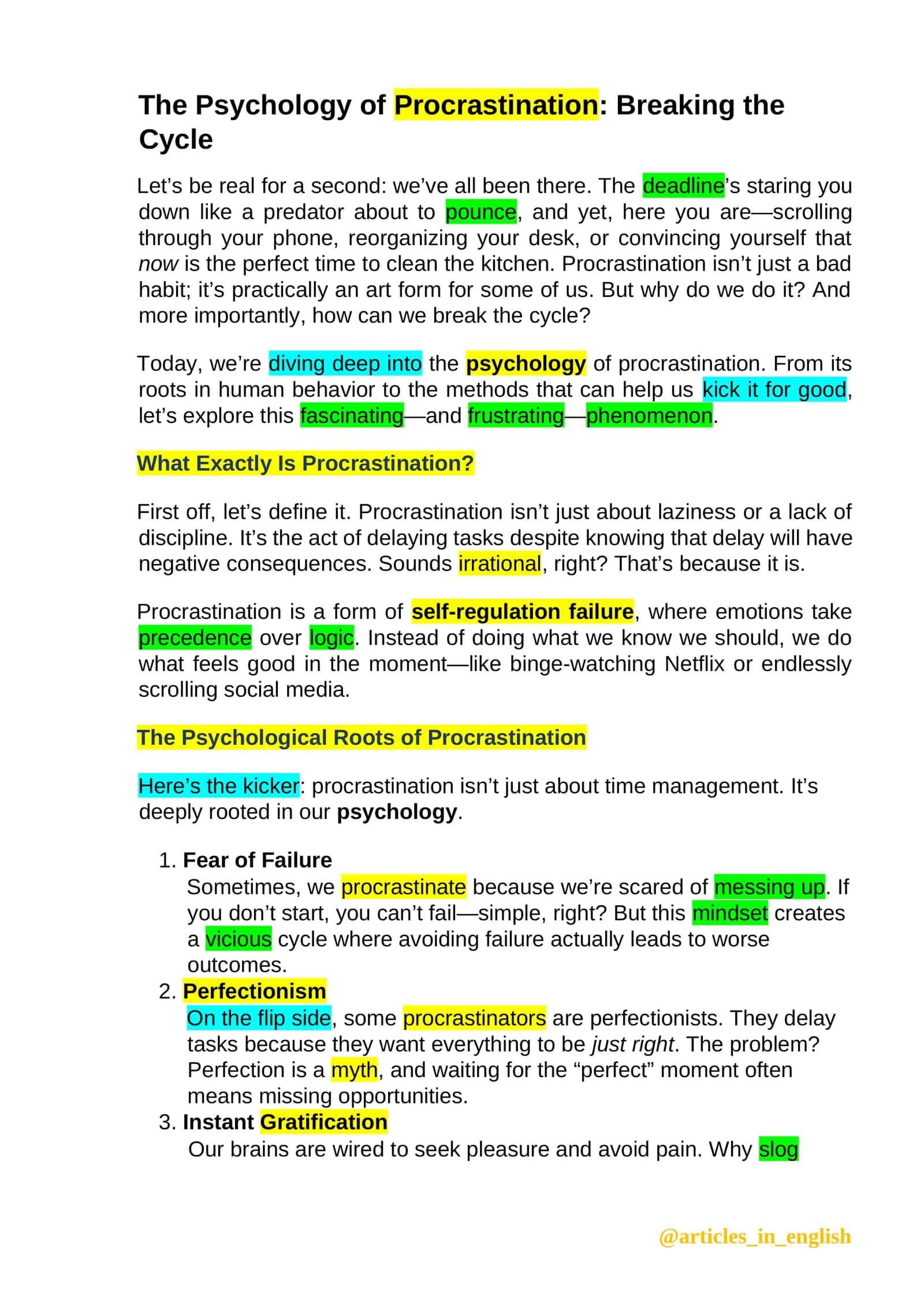 The Psychology of Procrastination: Breaking the Cycle 1
