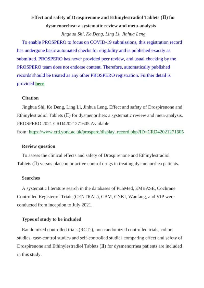 Drospirenone and Ethinylestradiol Tablets 1