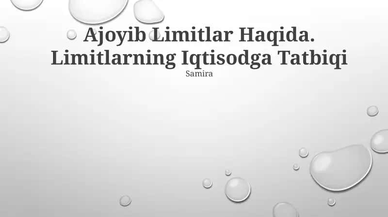 Ajoyib Limitlar Haqida 1