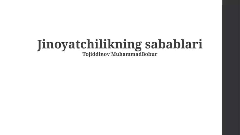Jinoyatchilikning sabablari 1