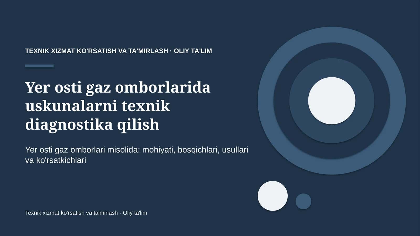 Yer osti gaz omborlarida uskunalarni texnik diagnostika qilish 1