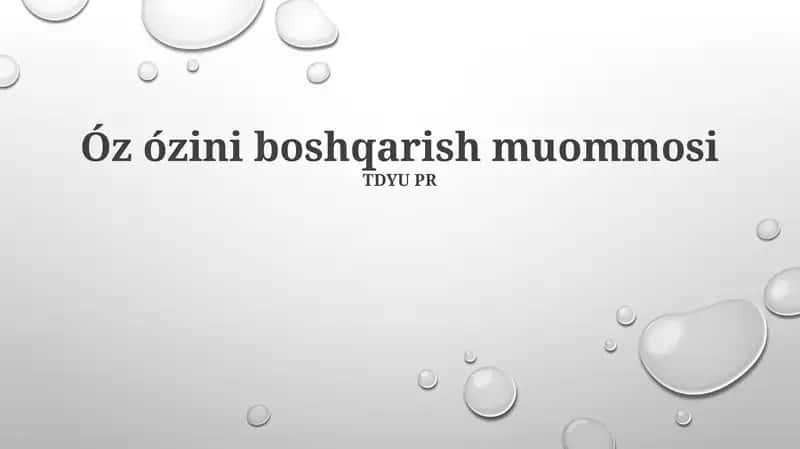 O'z-o'zini boshqarish muommosi 1