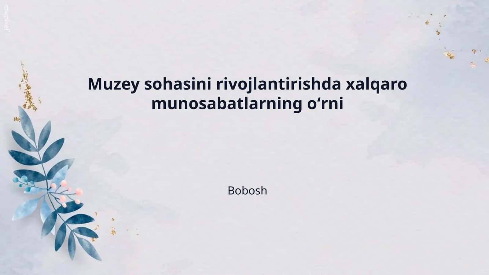 Muzey sohasini rivojlantirishda xalqaro munosabatlarning oʻrni 1