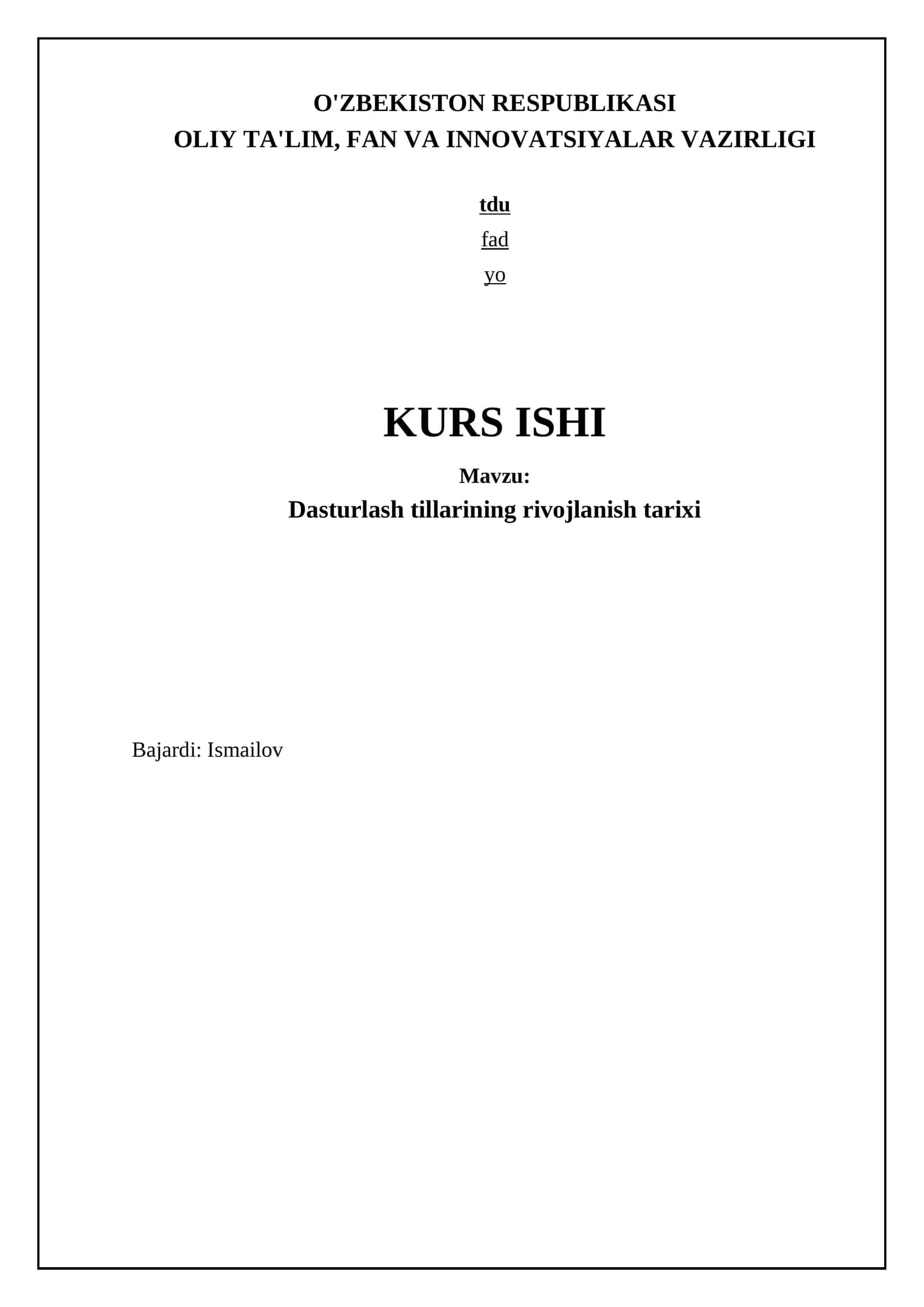 Dasturlash tillarining rivojlanish tarixi 1
