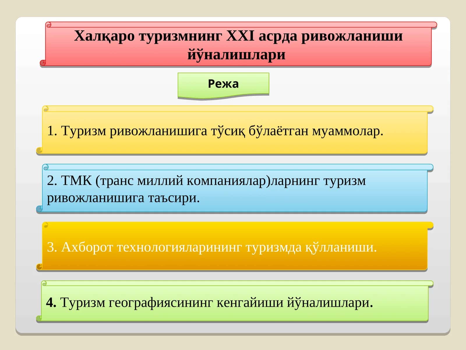 Халқаро туризмнинг XXI асрда ривожланиши йўналишлари 1