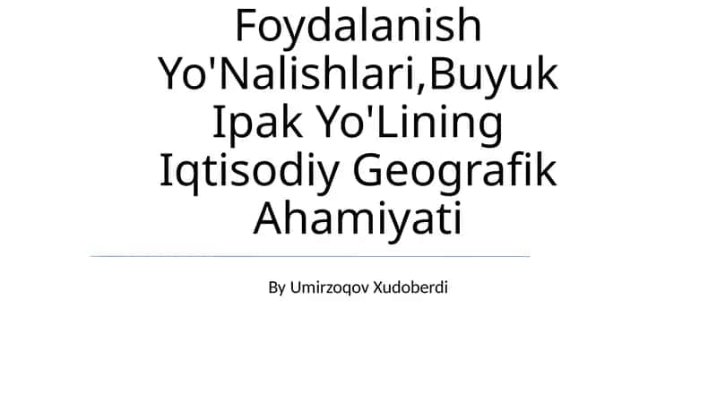 Okean Resurslaridan Foydalanish 1