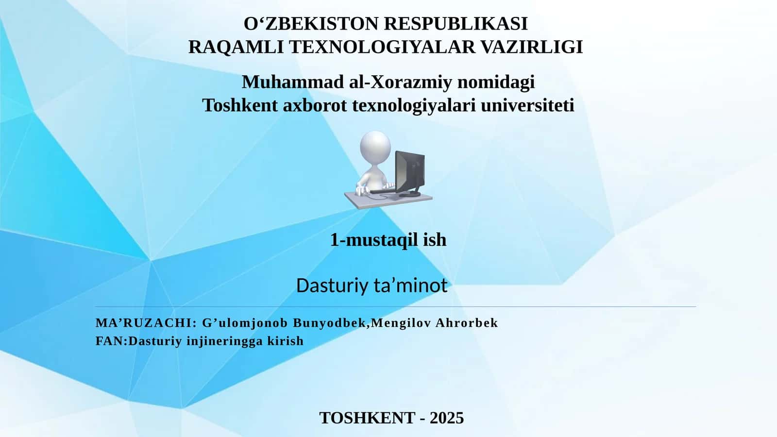Dasturiy ta'minotning asosiy tushunchalari 1