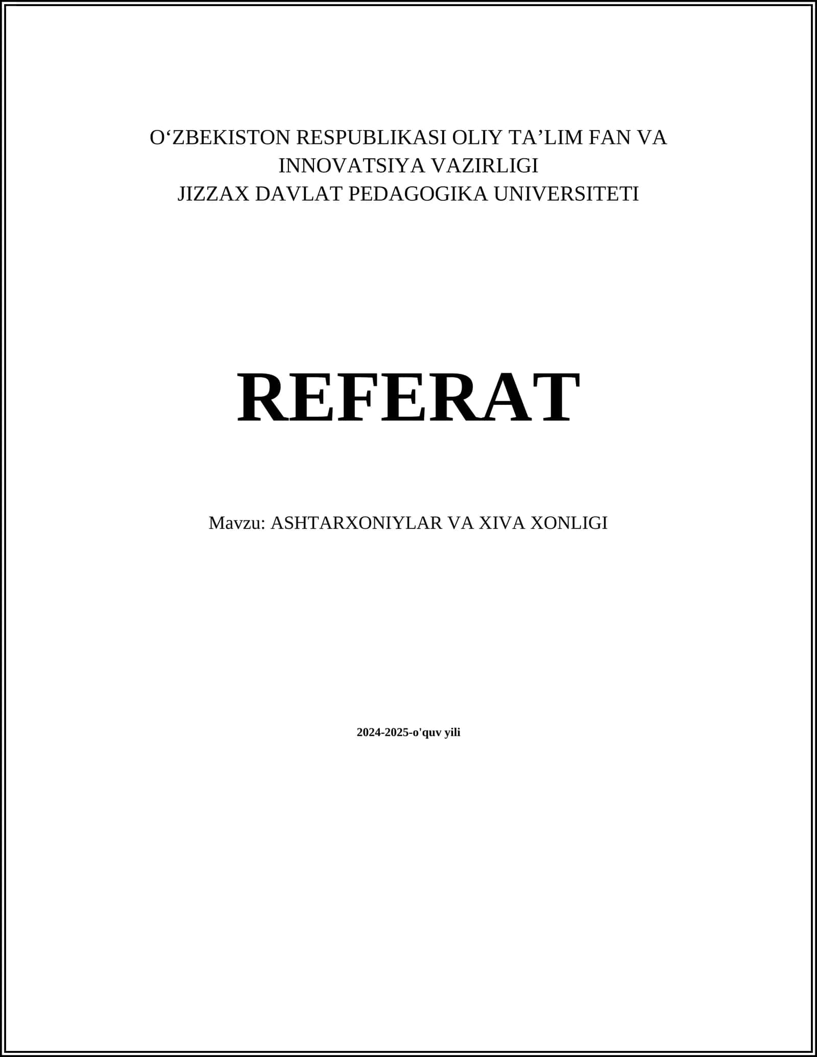 ASHTARXONIYLAR VA XIVA XONLIGI 1