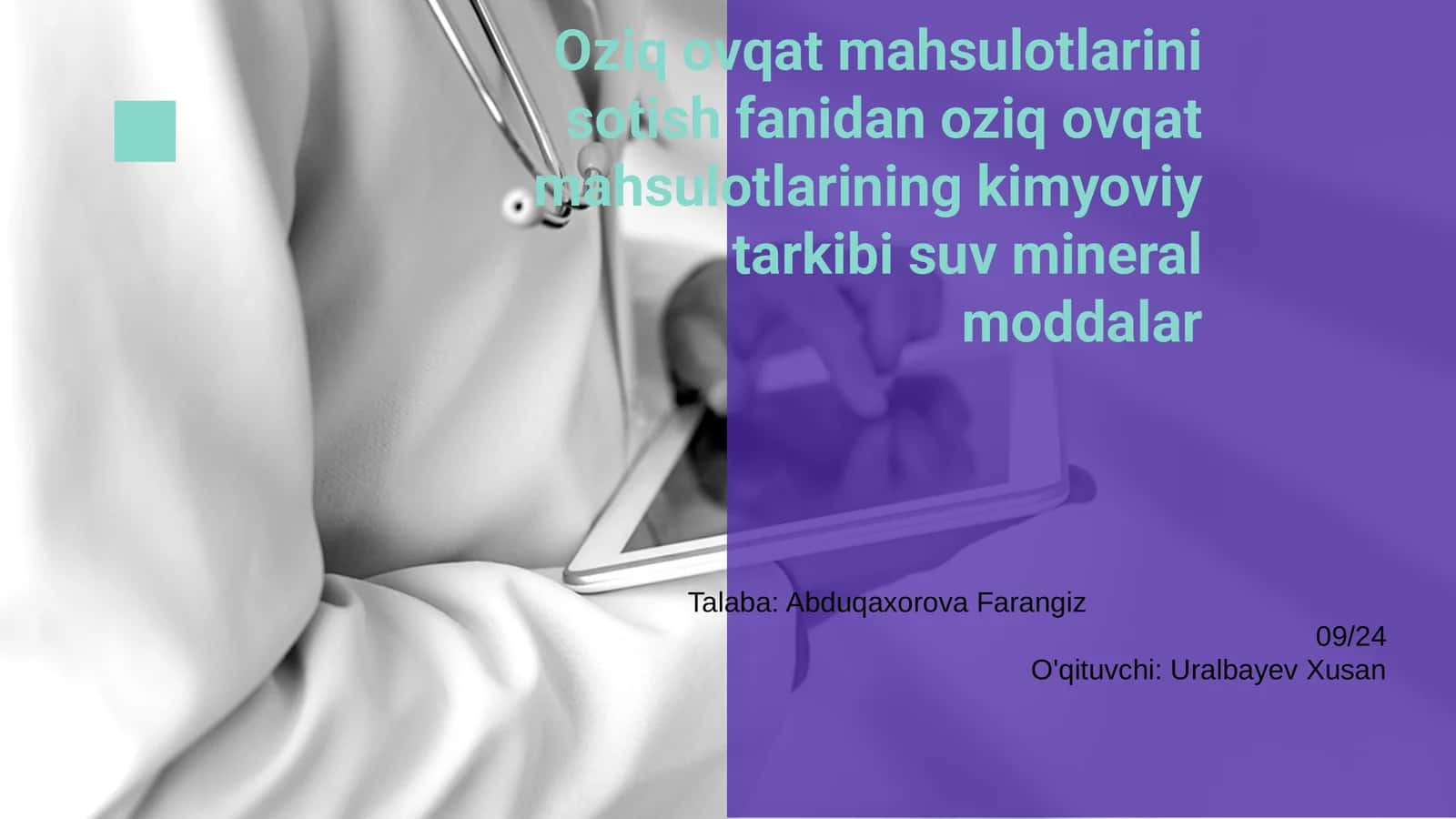 Oziq ovqat mahsulotlarining kimyoviy tarkibi 1