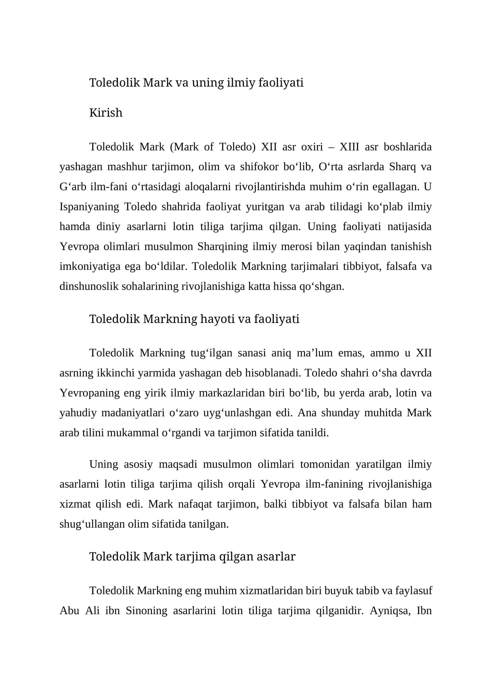 Toledolik Mark va uning ilmiy faoliyati 1