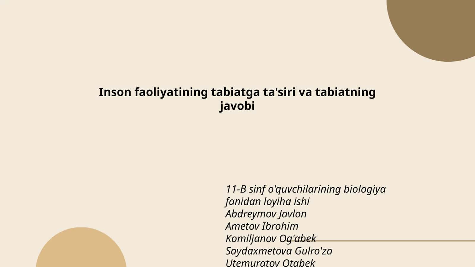 Inson faoliyatining tabiatga ta'siri va tabiatning javobi 1