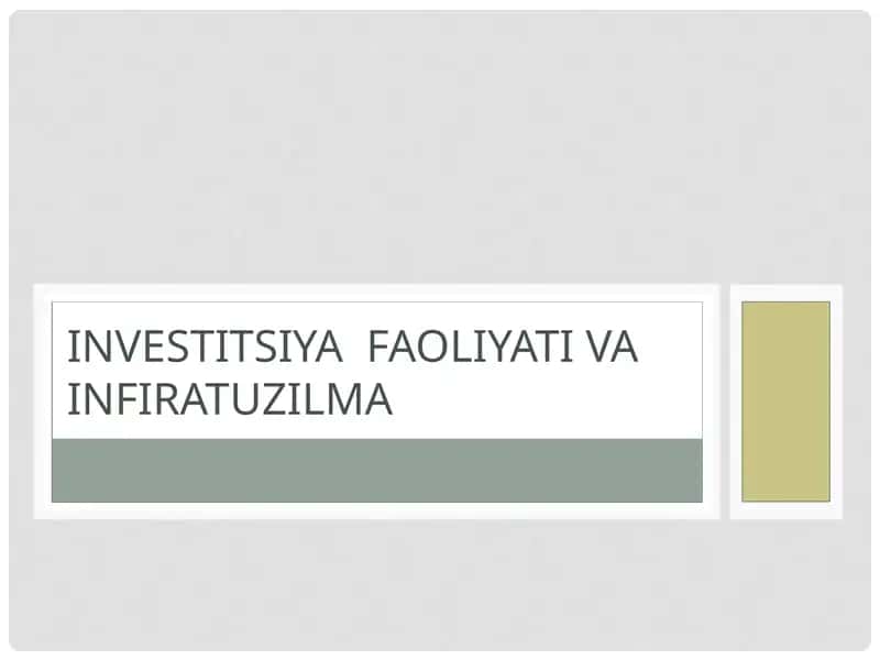 Investitsiya faoliyat va Infiratuzilma 1