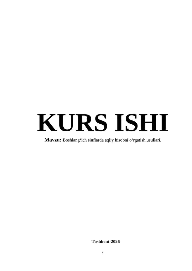 Boshlangʻich sinflarda aqliy hisobni oʻrgatish usullari 1