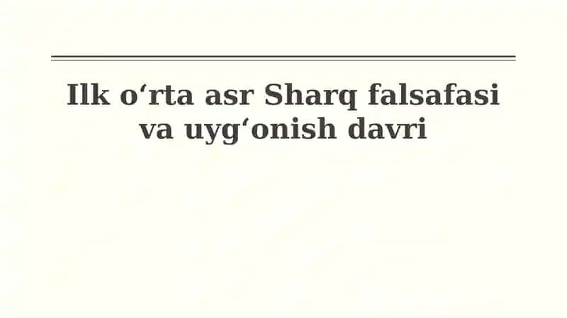 Erta o'rta asr Sharq falsafasi va uygʻonish davri