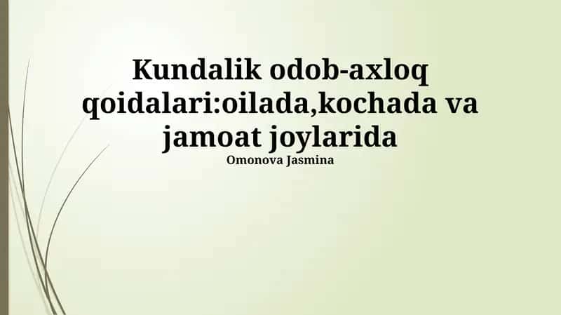 Kundalik odob-axloq qoidalari 1