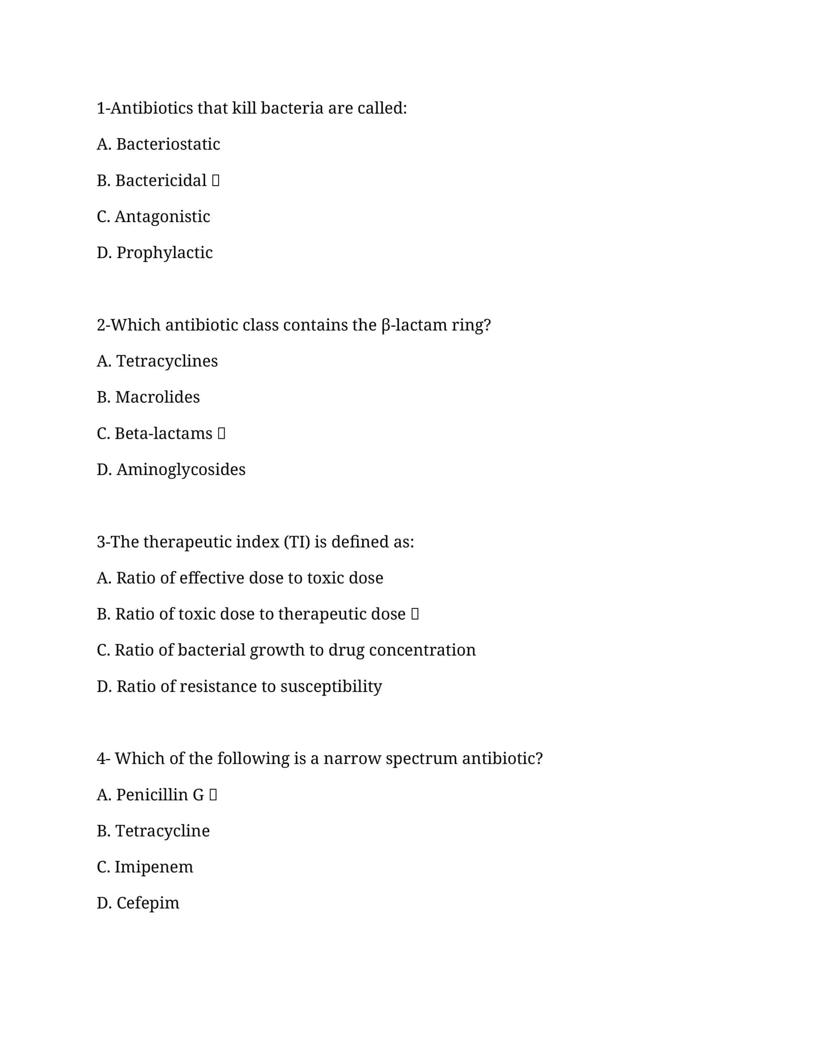 Antibiotics Classification Quiz 1