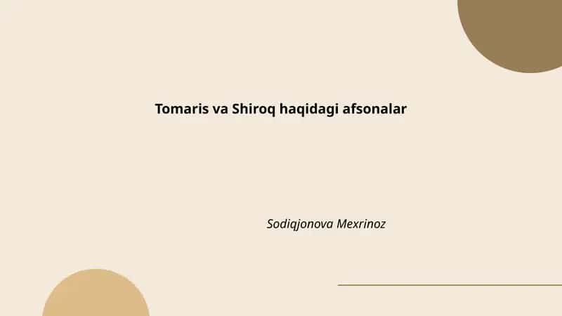 Tomaris va Shiroq haqidagi afsonalar 1
