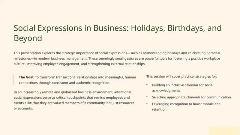 Social Expressions in Business: Holidays, Birthdays, and Beyond 1