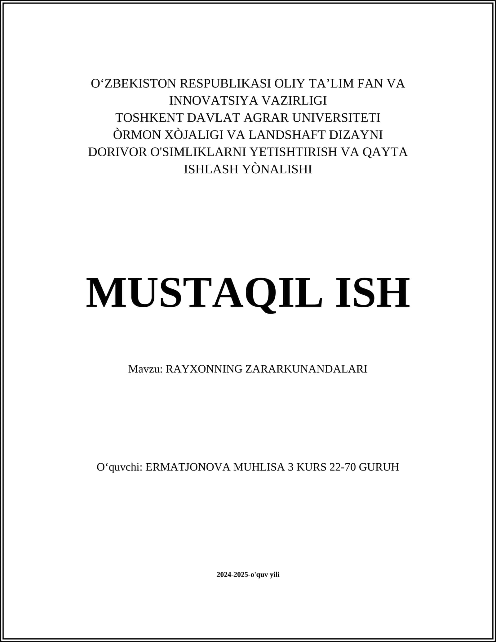 Rayxonning Zararkunandalari 1