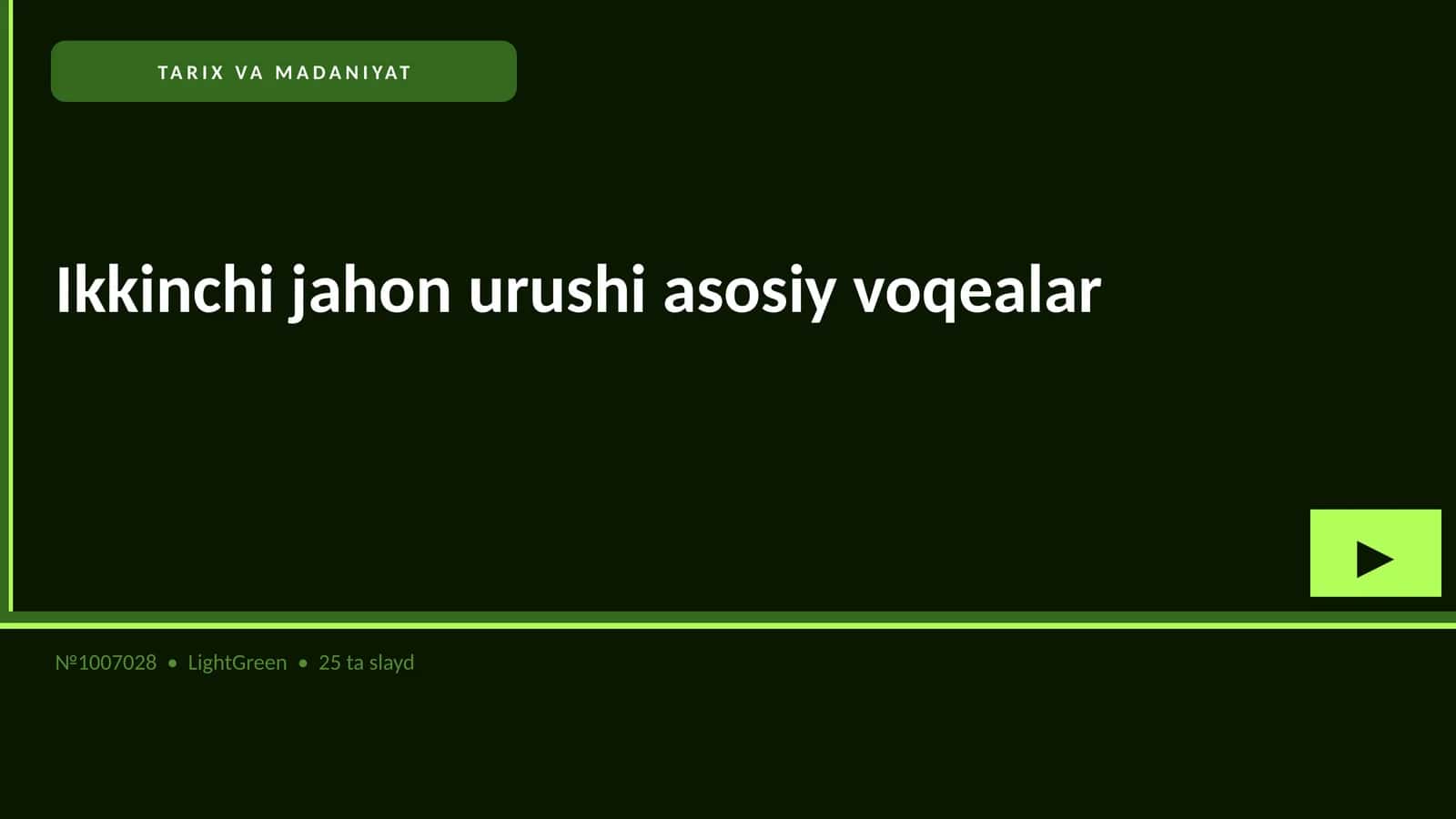 Ikkinchi jahon urushi asosiy voqealar 1