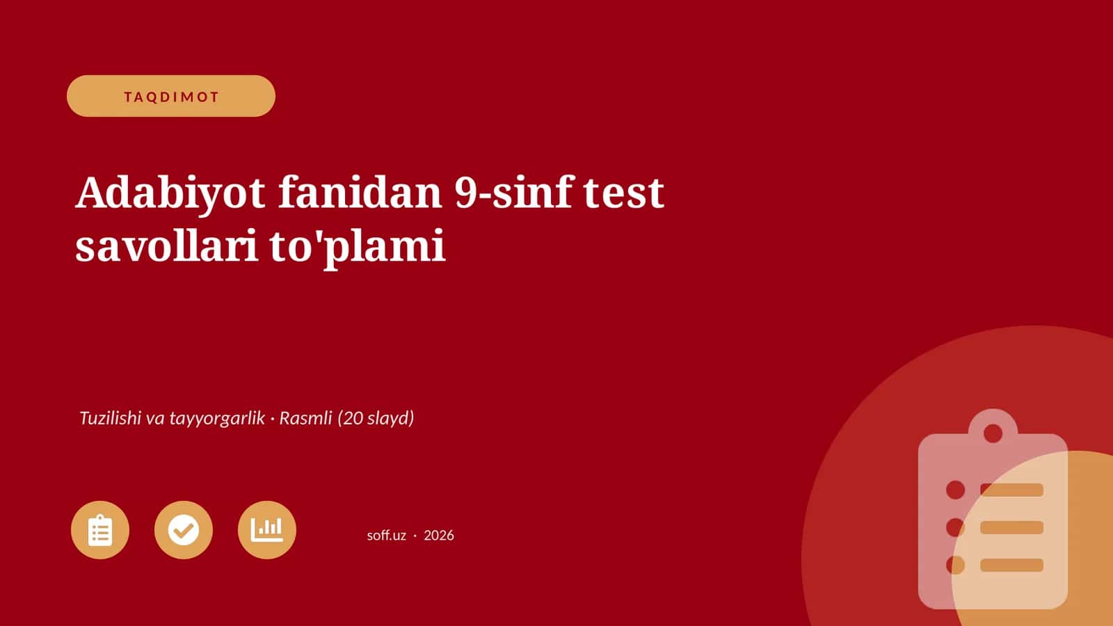 Adabiyot fanidan 9-sinf test savollari to'plami 1