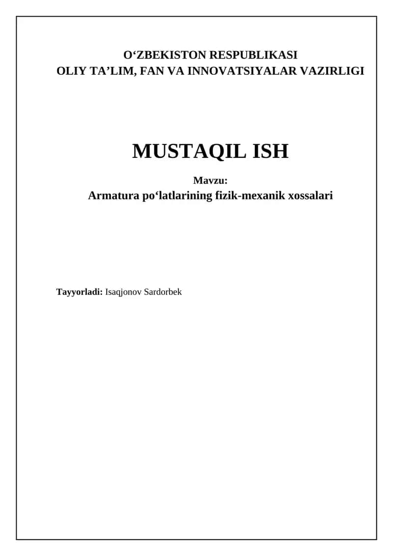Po'lat armaturalarning asosiy xossalari va klassifikatsiyasi 1